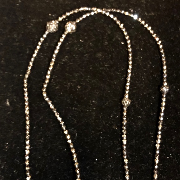 Faceted Hematite & Marcasite Tassel Long Necklace - Picture 7 of 13